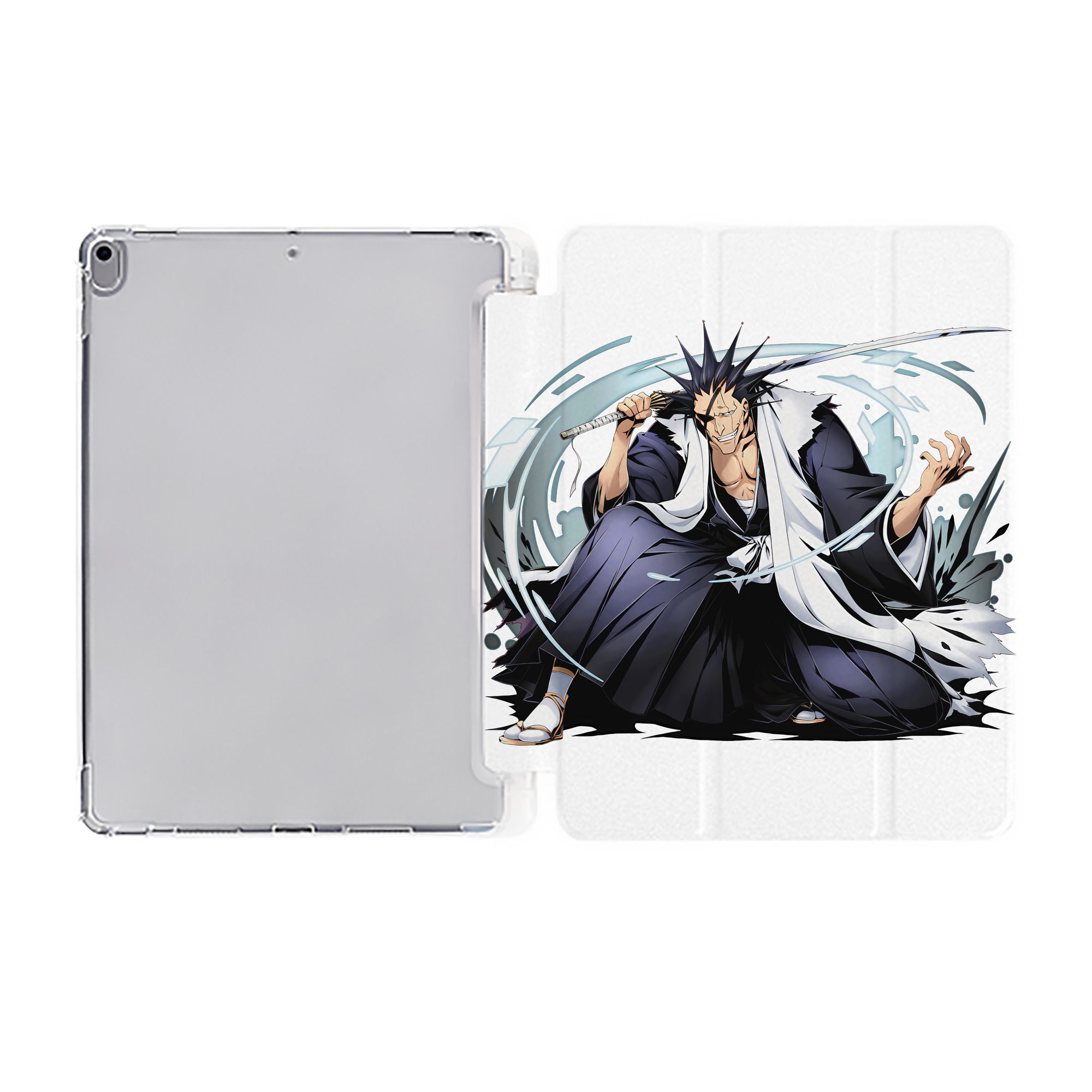 （画像用） ブリーチ ざらき けんぱち BLEACH Zaraki Kenpachi IPad ケース ペン収納付き 三つ折りスタンド PUレザー×シリコン 対応機種9.5/10.5/10.9インチ